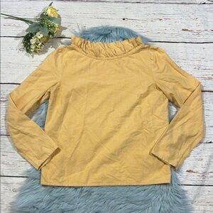 COS Orange Ruffle Neck Poplin Cotton Long Sleeve Top